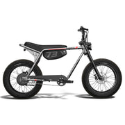 Side view of the SUPER73-ZX Core Legacy Series ebike in metallic aluminum @color_metallic aluminum